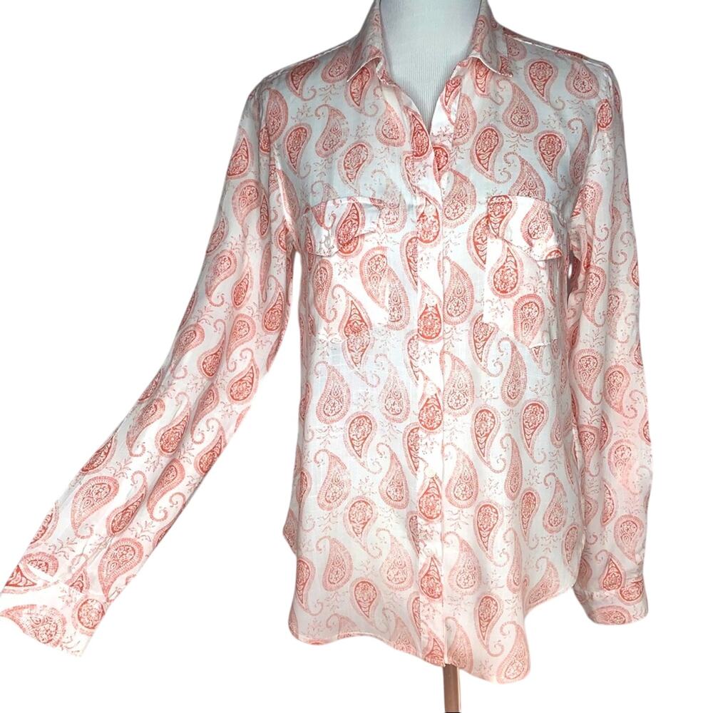 Rag Poets 100% Rayon Paisley Button Down Shirt Sm